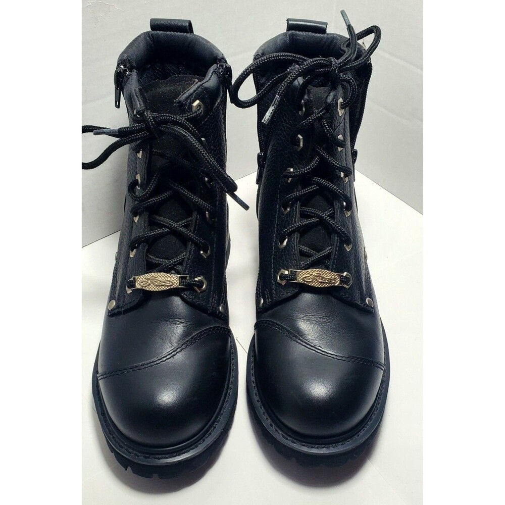 Womensz 10 Chunky Black Double Zip Moto BikerBoot Oil Resistant Replaceable heel